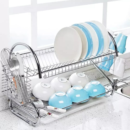 2 Tier Kitchen Sink Metal Dish Drying Rack