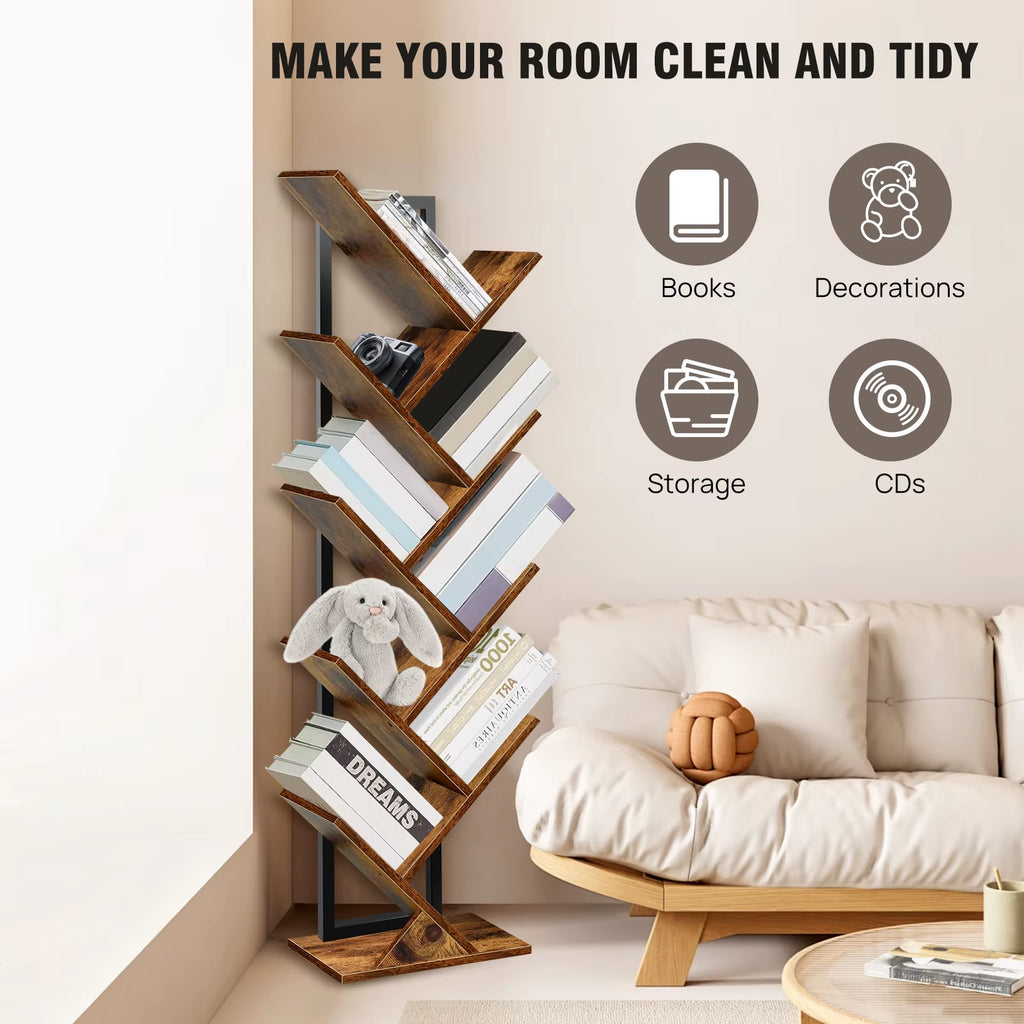 9-Tier Tree Floor Standing Bookshelf