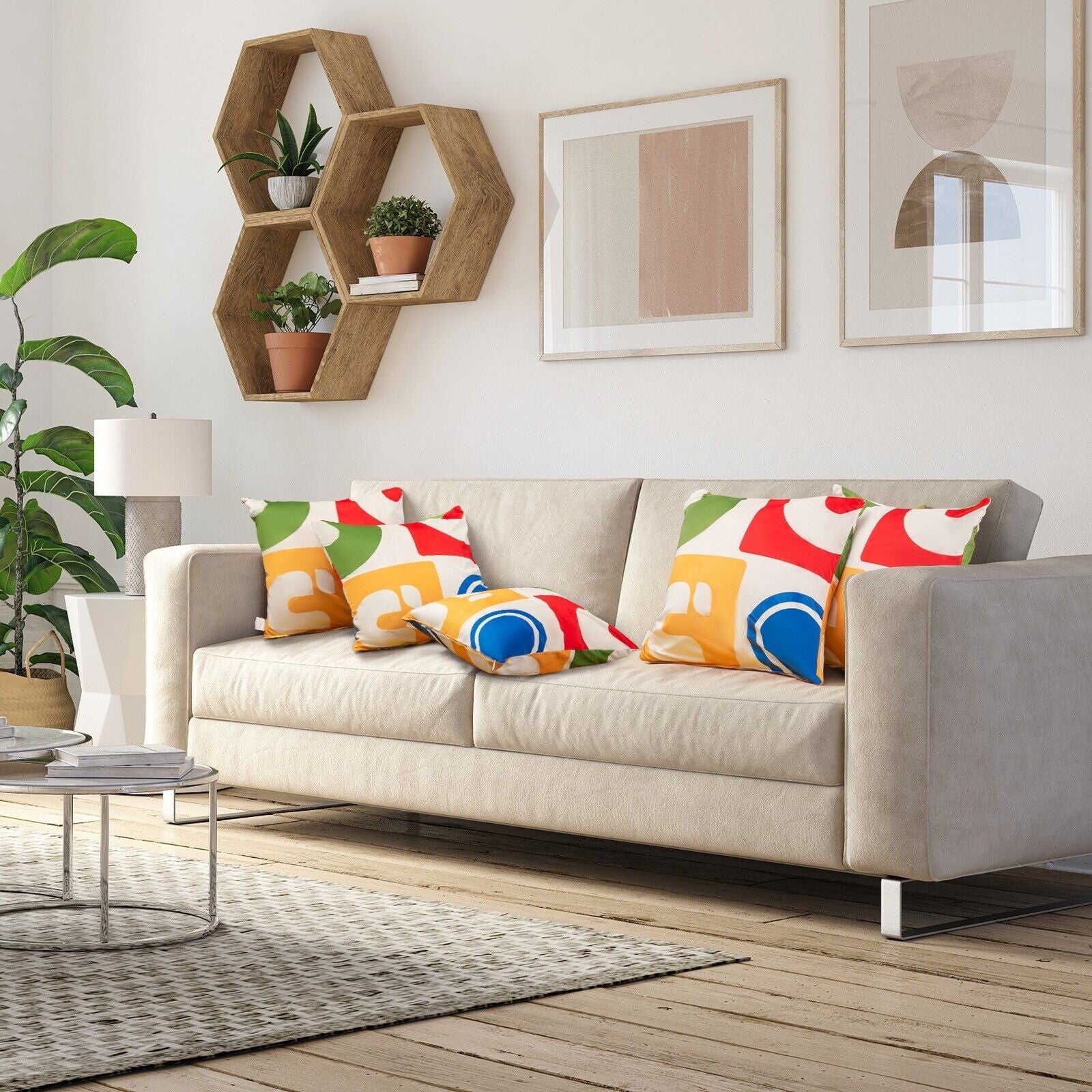 Set of 4 Decorative Double-sided Throw Pillows