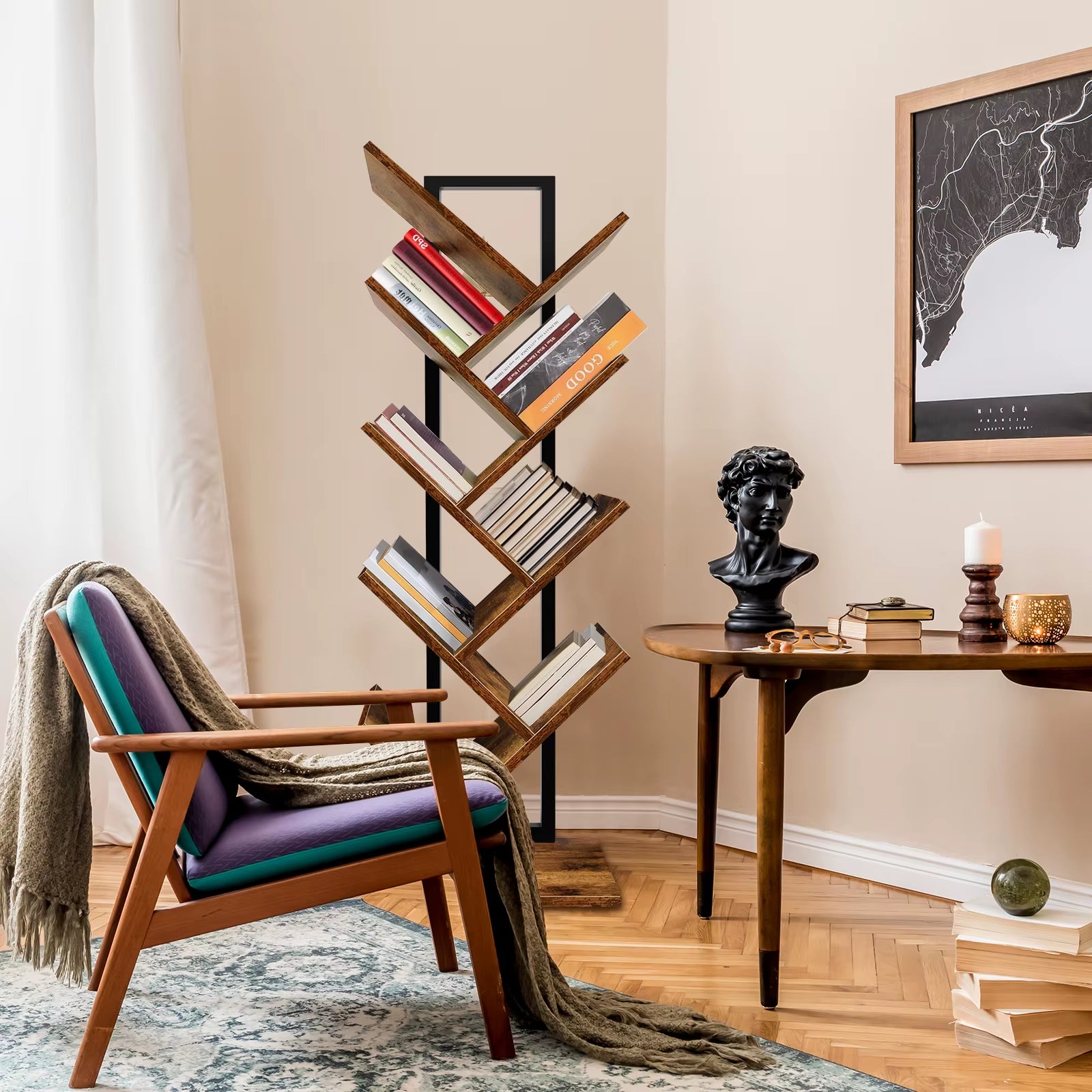 9-Tier Tree Floor Standing Bookshelf