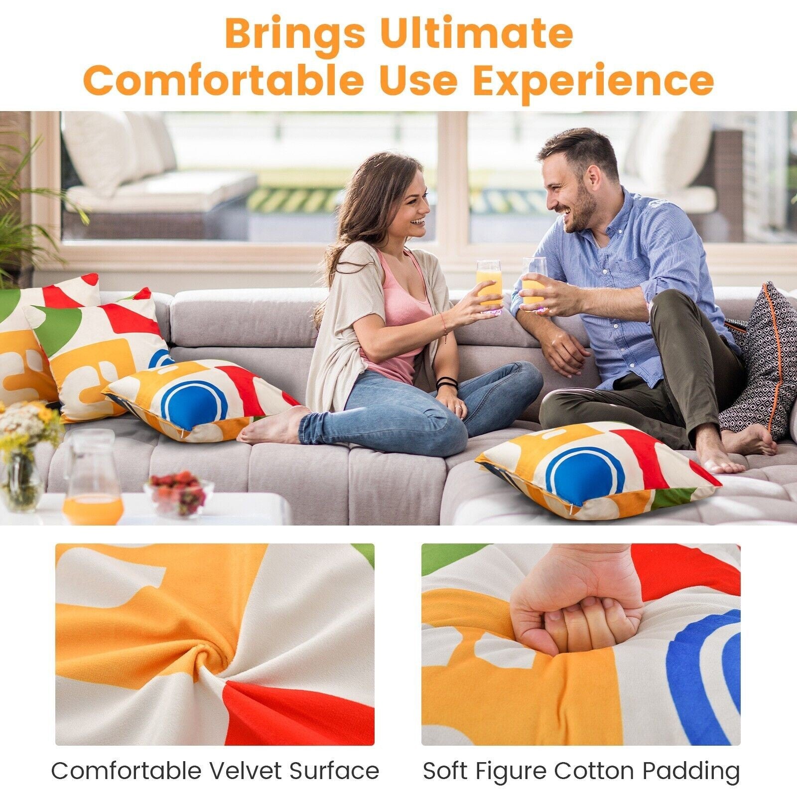 Set of 4 Decorative Double-sided Throw Pillows