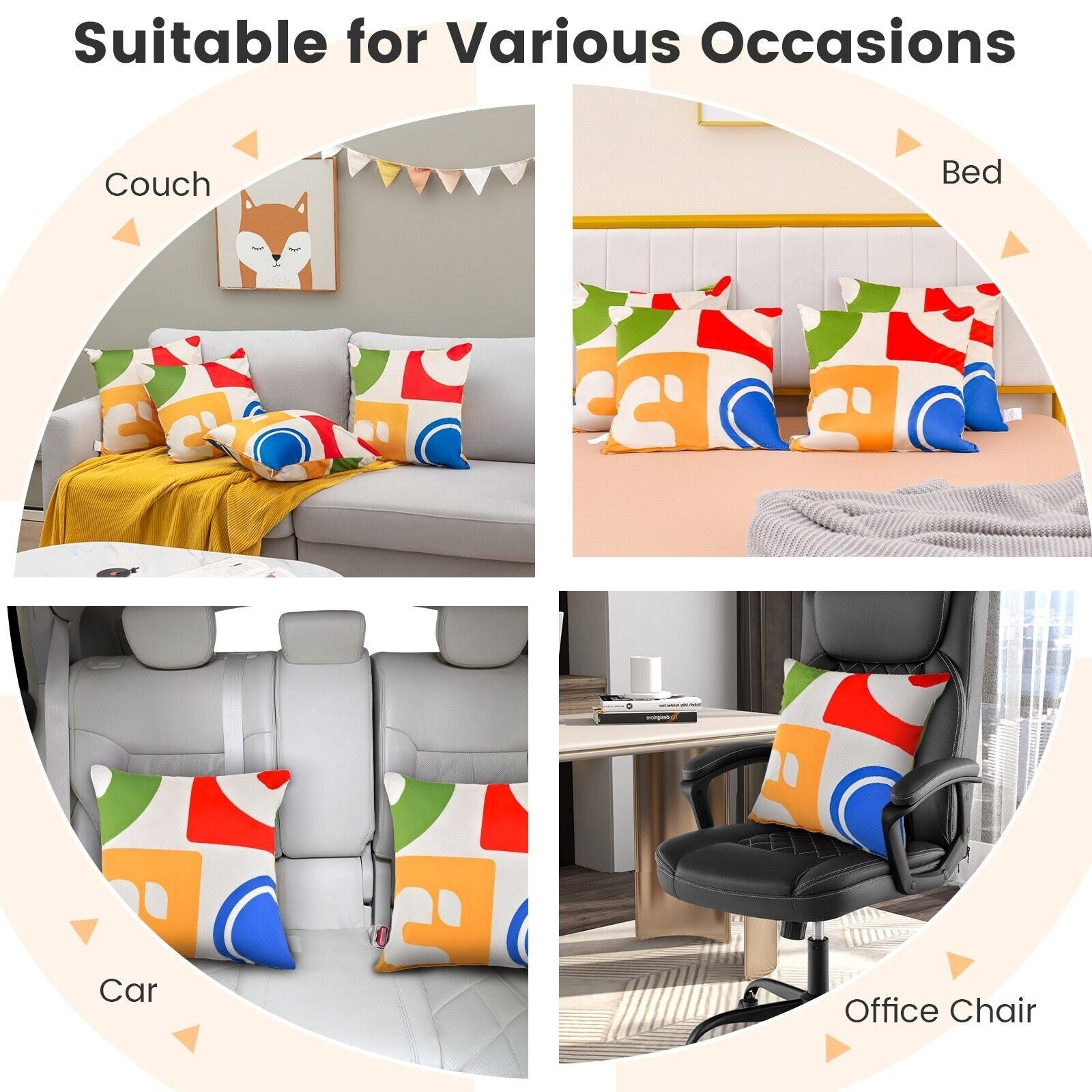 Set of 4 Decorative Double-sided Throw Pillows