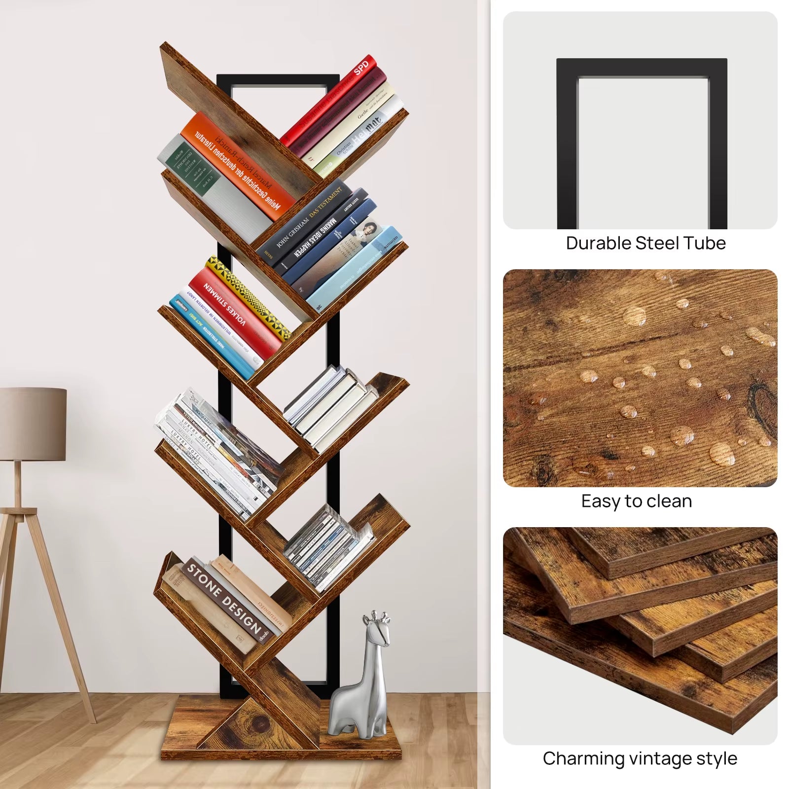9-Tier Tree Floor Standing Bookshelf
